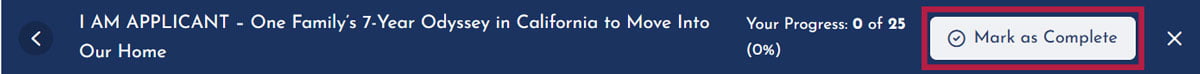 Select Mark as Complete to track your progress